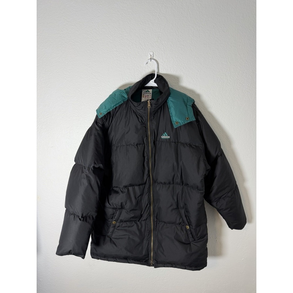 Vintage 90s Adidas Equipment Big Logo Long Puffer Down Jacket‎ Parka Mens Size M
